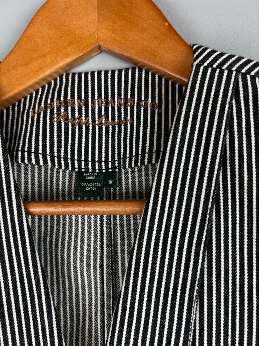 Lauren Ralph Lauren Pinstripe Vest Womens M Black White Cotton Waistcoat - Picture 3 of 4